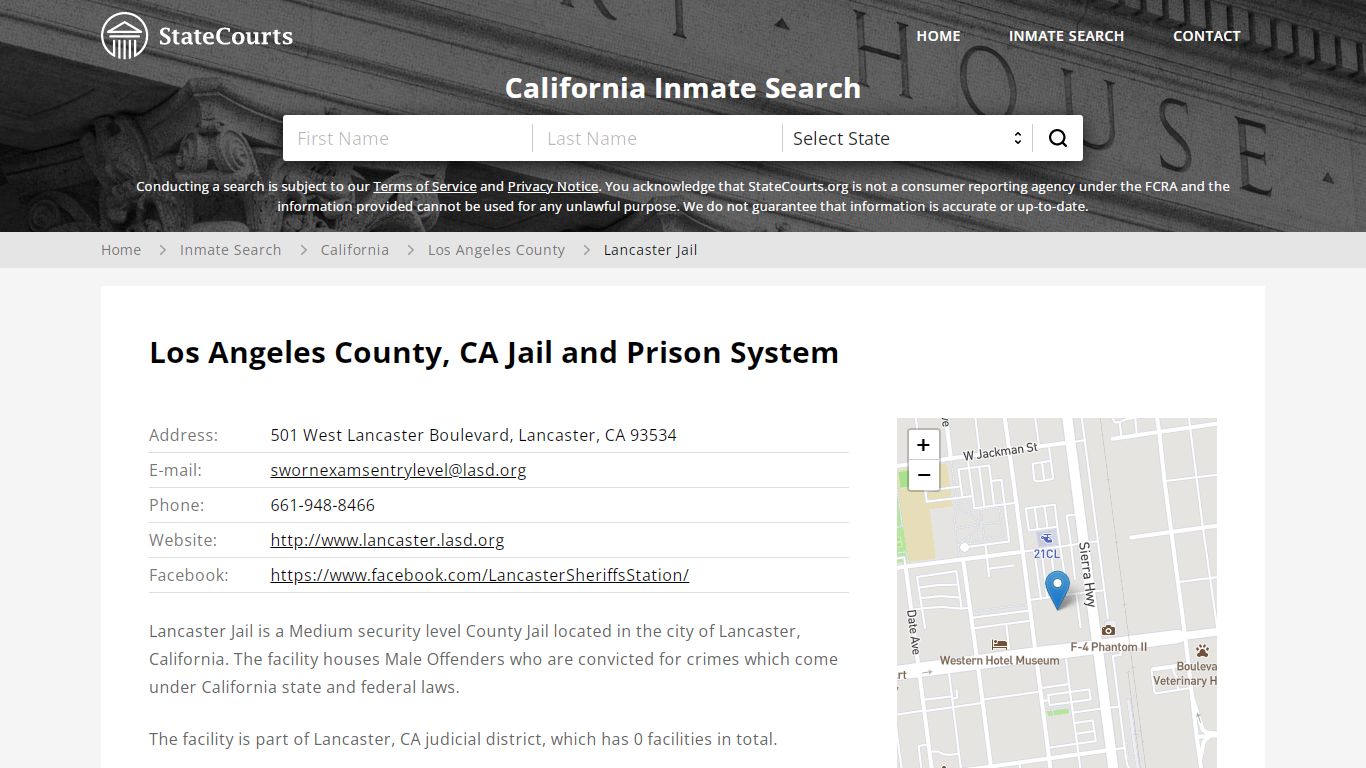 Lancaster Jail Inmate Records Search, California - StateCourts